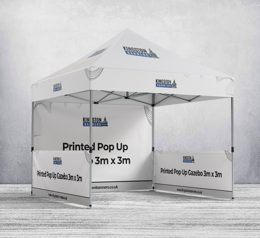 Printed Pop Up Gazebo 3m x 3m (with Wheeled Case & Pegs)