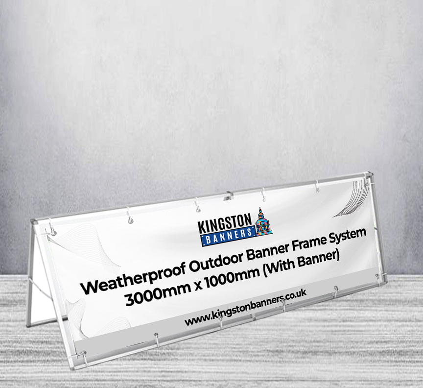 Weatherproof Outdoor Banner Frame System 3000mm x 1000mm (With Banner)