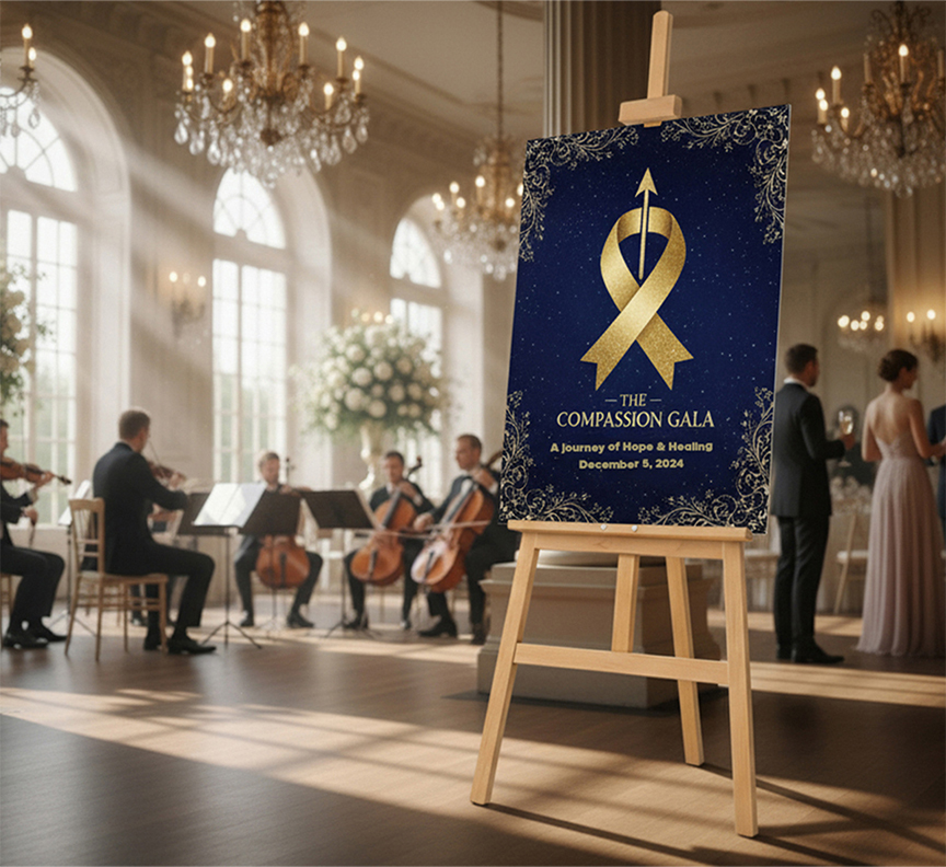 Charity Fundraiser Easel With Printed Sign