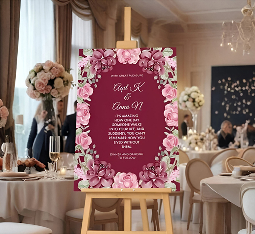 Engagement Party Easel With Printed Sign