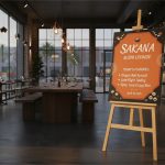 Restaurant Wooden Easel With Printed Menu Board